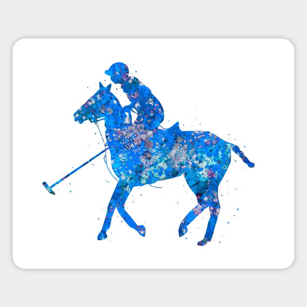 Polo rider blue art Magnet by Yahya Art